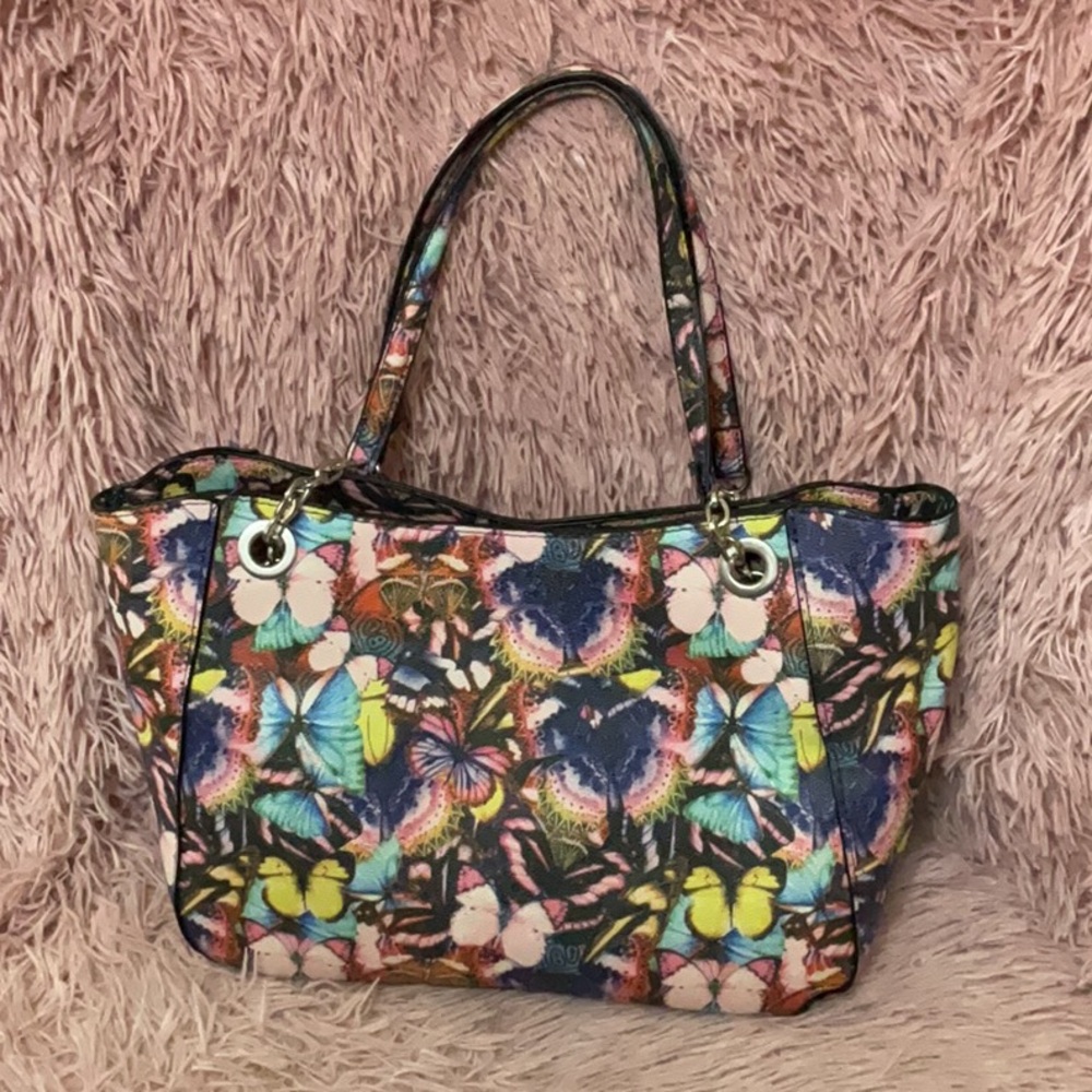 Butterfly Print Satchel Tote in Multicolor